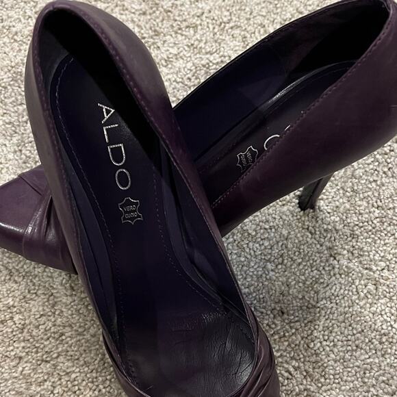 ALDO Purple Leather 4" Pump Heels Size 39 - Picture 4 of 14